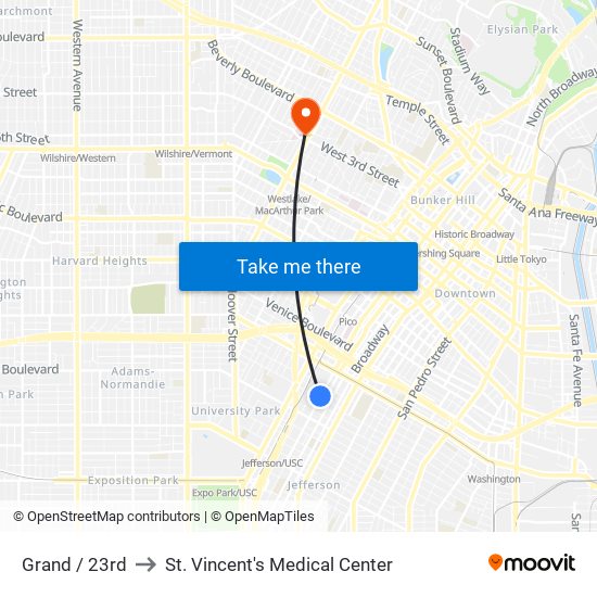 Grand / 23rd to St. Vincent's Medical Center map