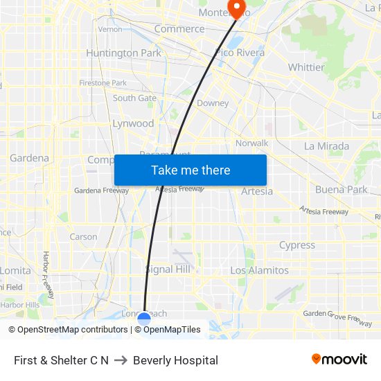 First & Shelter C N to Beverly Hospital map