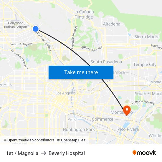 1st / Magnolia to Beverly Hospital map