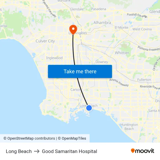 Long Beach to Good Samaritan Hospital map