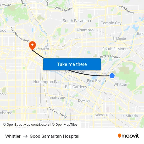 Whittier to Good Samaritan Hospital map