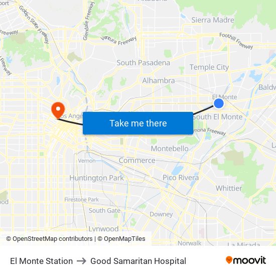 El Monte Station to Good Samaritan Hospital map