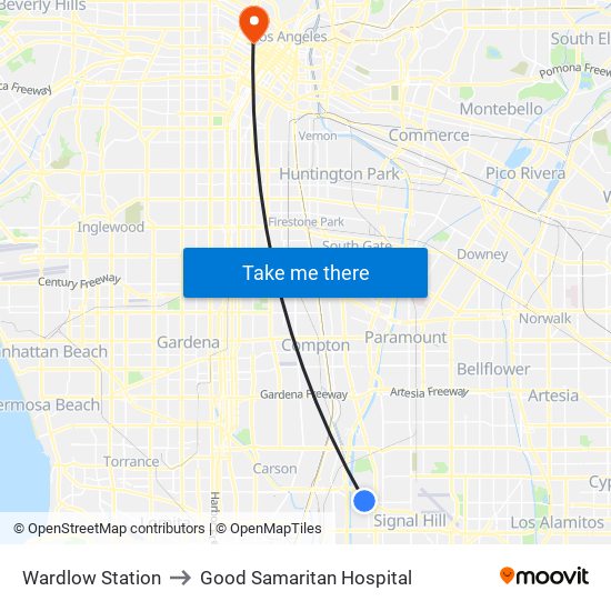 Wardlow Station to Good Samaritan Hospital map
