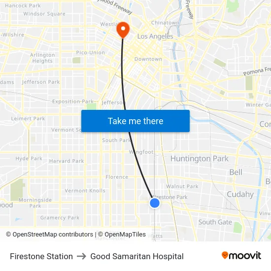 Firestone Station to Good Samaritan Hospital map