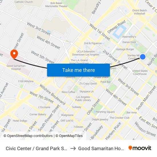 Civic Center / Grand Park Station to Good Samaritan Hospital map