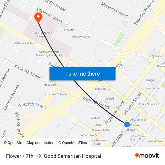 Flower / 7th to Good Samaritan Hospital map