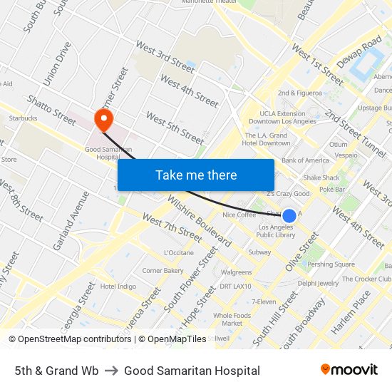 5th & Grand  Wb to Good Samaritan Hospital map