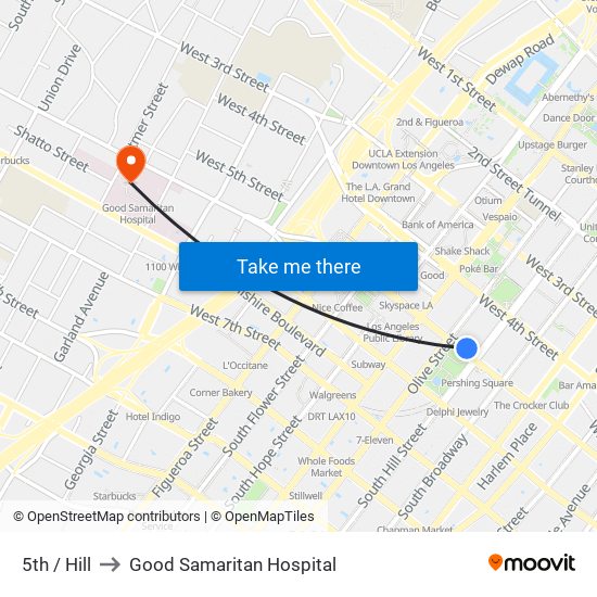 5th / Hill to Good Samaritan Hospital map