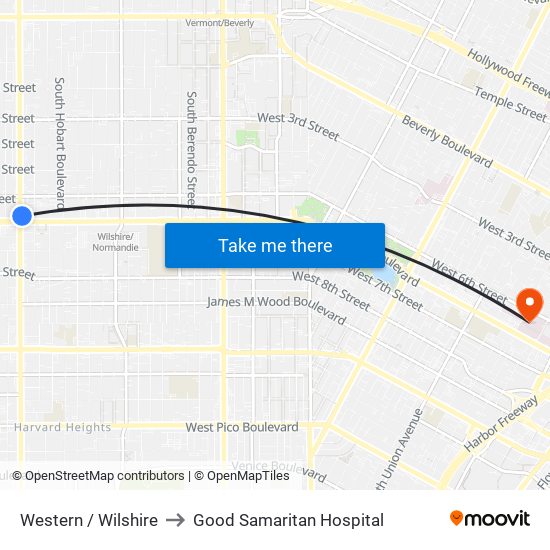 Western / Wilshire to Good Samaritan Hospital map