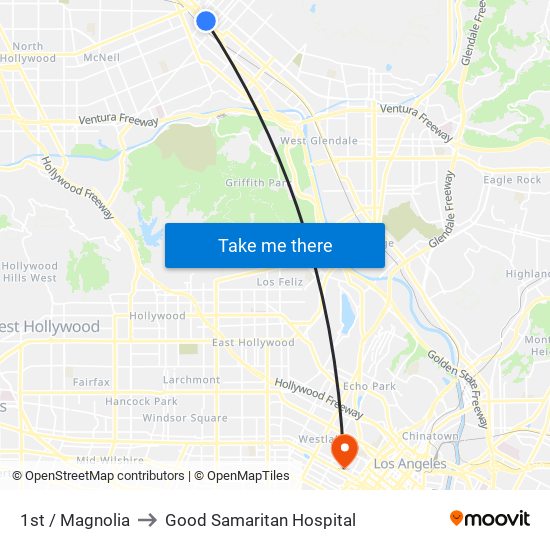 1st / Magnolia to Good Samaritan Hospital map