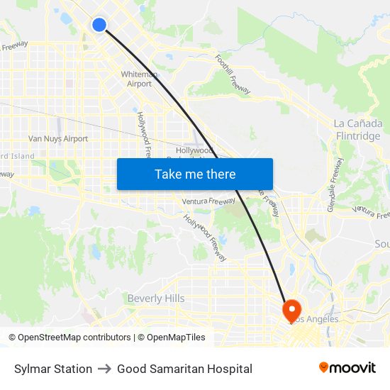 Sylmar Station to Good Samaritan Hospital map