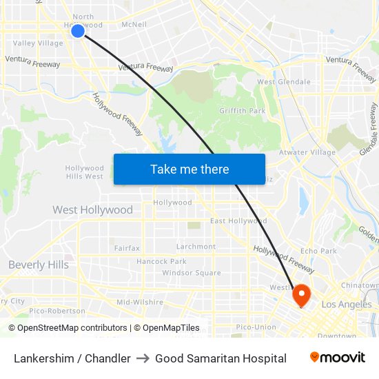 Lankershim / Chandler to Good Samaritan Hospital map