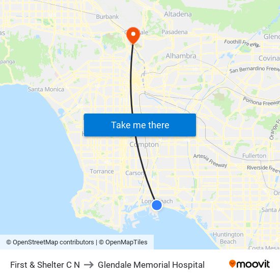 First & Shelter C N to Glendale Memorial Hospital map