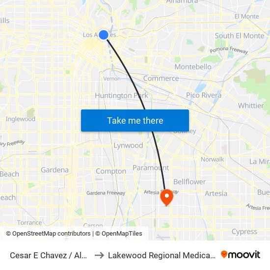 Cesar E Chavez / Alameda to Lakewood Regional Medical Center map