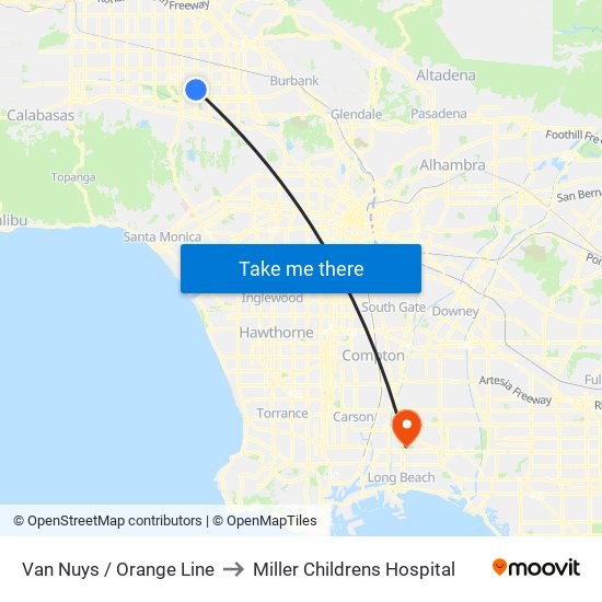 Van Nuys / Orange Line to Miller Childrens Hospital map