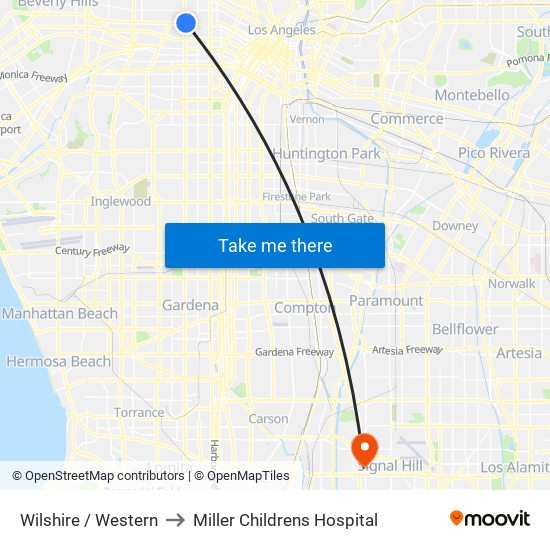 Wilshire / Western to Miller Childrens Hospital map