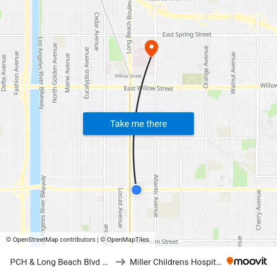 PCH & Long Beach Blvd SE to Miller Childrens Hospital map