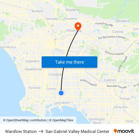 Wardlow Station to San Gabriel Valley Medical Center map