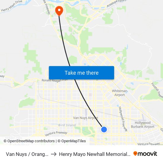 Van Nuys / Orange Line to Henry Mayo Newhall Memorial Hospital map