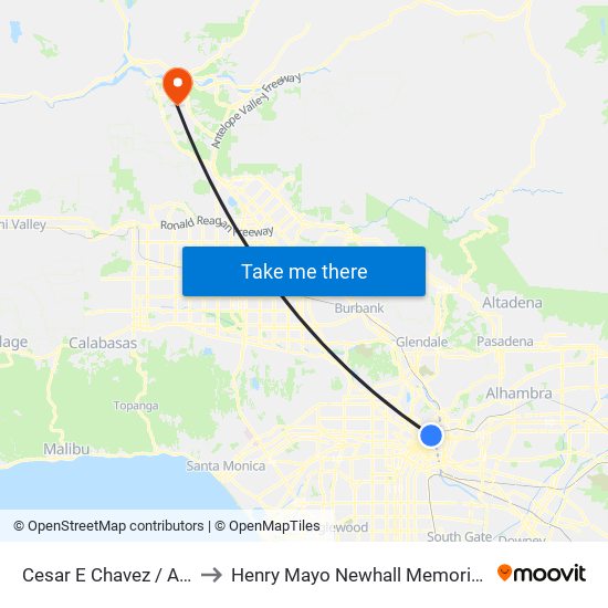 Cesar E Chavez / Alameda to Henry Mayo Newhall Memorial Hospital map