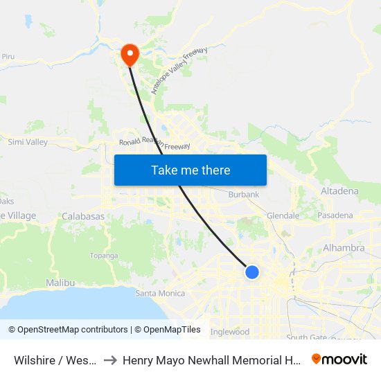 Wilshire / Western to Henry Mayo Newhall Memorial Hospital map