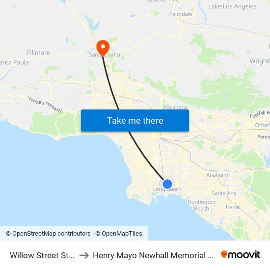 Willow Street Station to Henry Mayo Newhall Memorial Hospital map