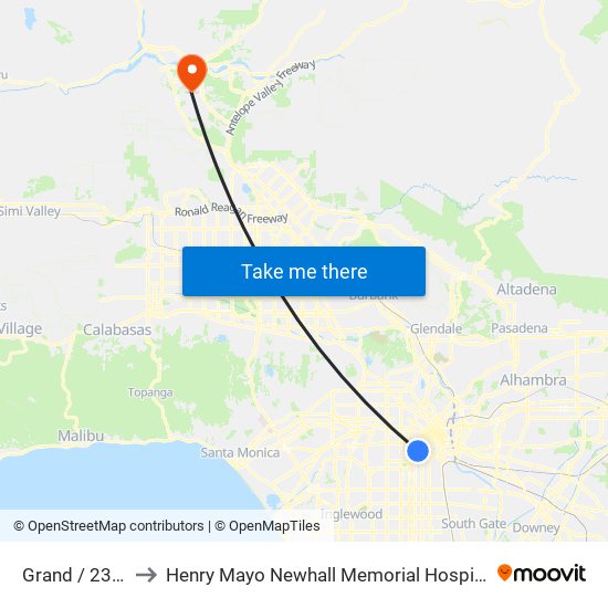 Grand / 23rd to Henry Mayo Newhall Memorial Hospital map