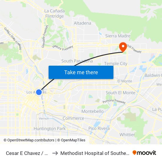 Cesar E Chavez / Alameda to Methodist Hospital of Southern California map