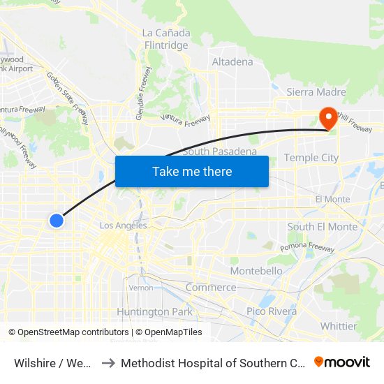 Wilshire / Western to Methodist Hospital of Southern California map