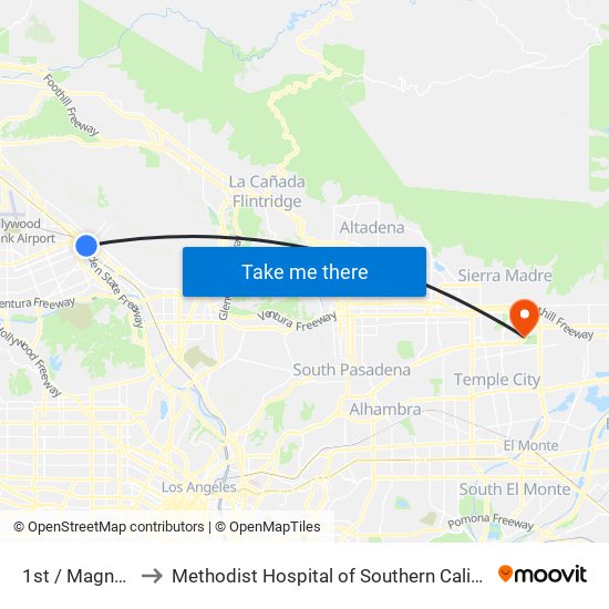 1st / Magnolia to Methodist Hospital of Southern California map