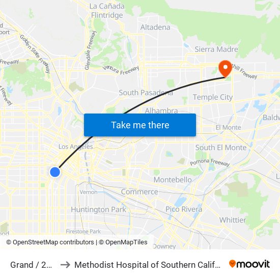 Grand / 23rd to Methodist Hospital of Southern California map