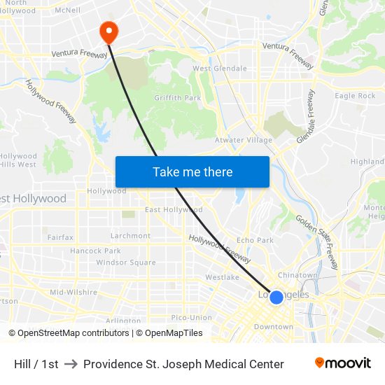 Hill / 1st to Providence St. Joseph Medical Center map