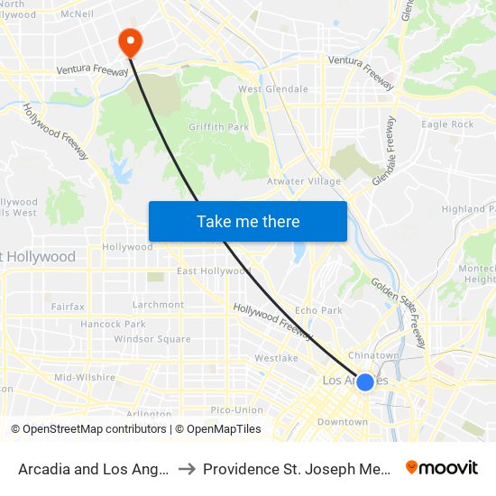 Arcadia and Los Angeles St W to Providence St. Joseph Medical Center map