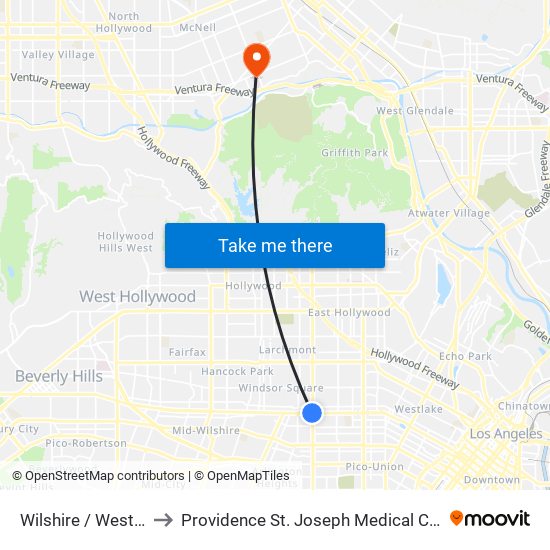 Wilshire / Western to Providence St. Joseph Medical Center map