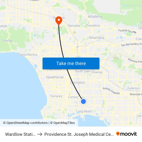 Wardlow Station to Providence St. Joseph Medical Center map