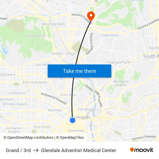 Grand / 3rd to Glendale Adventist Medical Center map