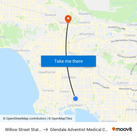 Willow Street Station to Glendale Adventist Medical Center map