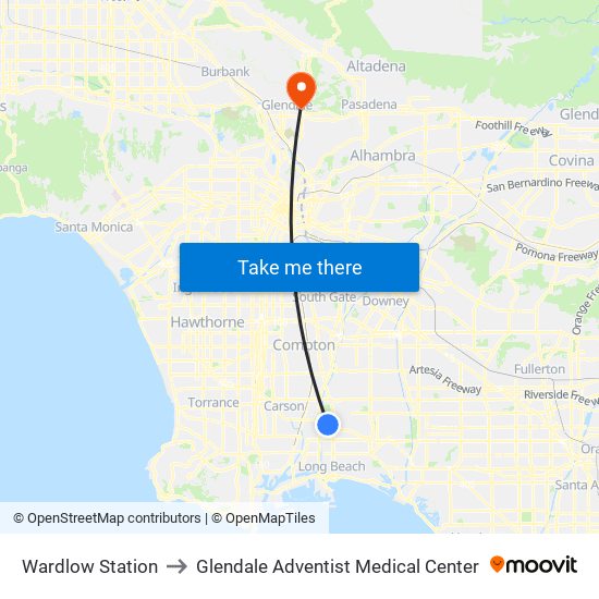 Wardlow Station to Glendale Adventist Medical Center map