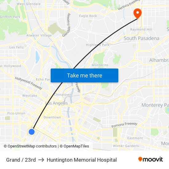 Grand / 23rd to Huntington Memorial Hospital map