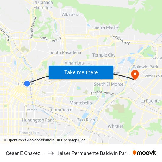 Cesar E Chavez / Alameda to Kaiser Permanente Baldwin Park Medical Center map