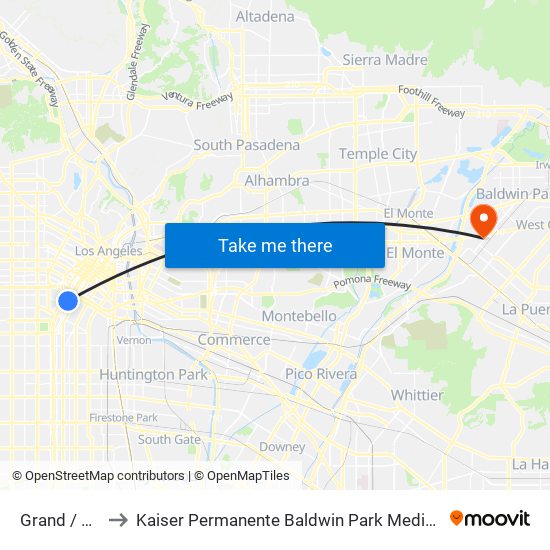 Grand / 23rd to Kaiser Permanente Baldwin Park Medical Center map