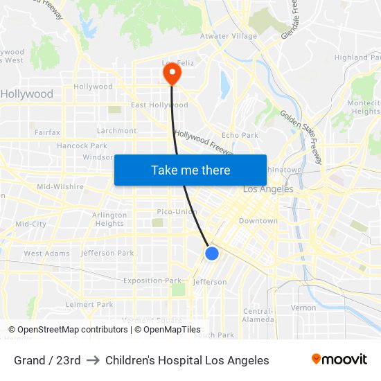 Grand / 23rd to Children's Hospital Los Angeles map