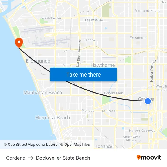 Gardena to Dockweiler State Beach map