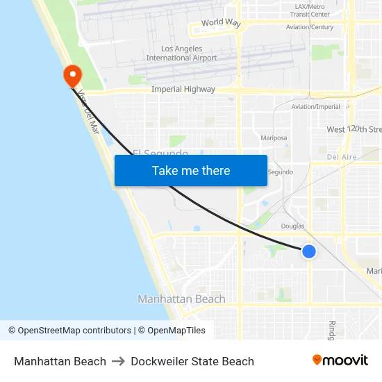 Manhattan Beach to Dockweiler State Beach map
