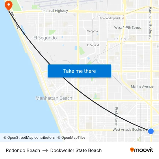 Redondo Beach to Dockweiler State Beach map