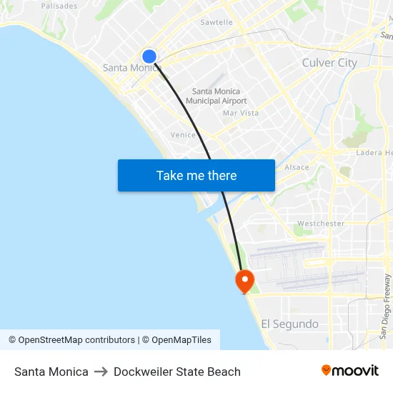 Santa Monica to Dockweiler State Beach map