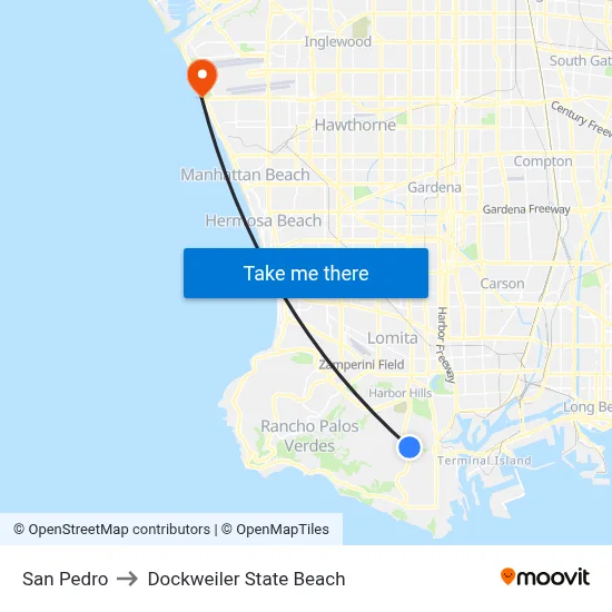 San Pedro to Dockweiler State Beach map