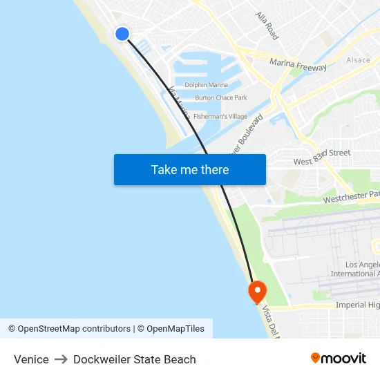 Venice to Dockweiler State Beach map