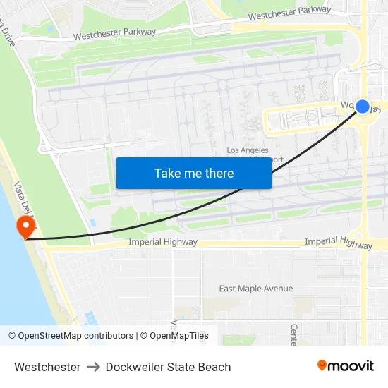 Westchester to Dockweiler State Beach map