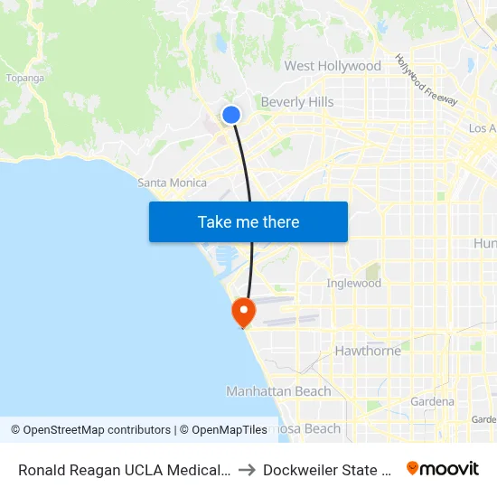 Ronald Reagan UCLA Medical Center to Dockweiler State Beach map